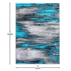 Flash Furniture Turquoise 6' x 9' Abstract Design Accent Area Rug -Rugs&Mats Official Shop Belnick20LLC ACDxxRG1100xx69xxTQxxGGxxDIMSxx428688