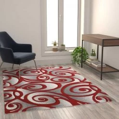 Flash Furniture Red 5 x 5 Sculpted High-Low Pile Area Rug -Rugs&Mats Official Shop Belnick20LLC ACDxxRG241xx57xxRDxxGGxxLS2xxac9470