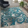 Flash Furniture Turquoise 5 x 5 Sculpted High-Low Pile Area Rug