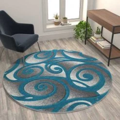 Flash Furniture Turquoise 6x6 Sculpted High-Low Round Area Rug -Rugs&Mats Official Shop Belnick20LLC ACDxxRG241xx66xxTQxxGGxxLS2xx906c7a