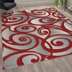 Flash Furniture Red 8 x 10 Sculpted High-Low Pile Area Rug -Rugs&Mats Official Shop Belnick20LLC ACDxxRG241xx810xxRDxxGGxxLS2xx8df3ea