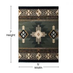 Flash Furniture 5' x 7' Sage Rustic Southwest Style Area Rug -Rugs&Mats Official Shop Belnick20LLC ACDxxRG2xx57xxSGxxGGxxDIMSxx80c67d