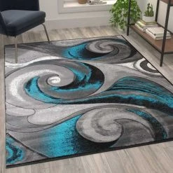 Flash Furniture Turquoise 5' x 7' Modern Ocean Waves Area Rug -Rugs&Mats Official Shop Belnick20LLC ACDxxRG410xx57xxTQxxGGxxLS2xx71b43f