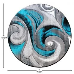 Flash Furniture Turquoise 6' x 6' Modern Ocean Waves Area Rug -Rugs&Mats Official Shop Belnick20LLC ACDxxRG410xx66xxTQxxGGxxDIMSxx78f45d