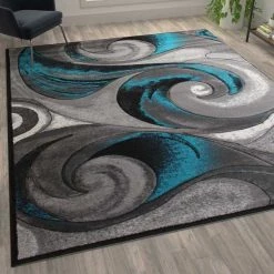 Flash Furniture Turquoise 8' x 10' Modern Ocean Waves Area Rug -Rugs&Mats Official Shop Belnick20LLC ACDxxRG410xx810xxTQxxGGxxLS2xx4f7dcb
