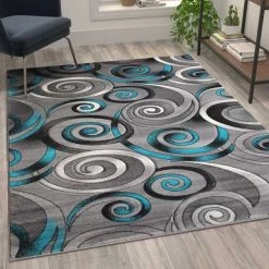 Flash Furniture Turquoise 5' x 7' Modern Swirl Area Rug -Rugs&Mats Official Shop Belnick20LLC ACDxxRG414xx57xxTQxxGGxxLS2xx4b8e07