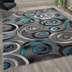 Flash Furniture Turquoise 8' x 10' Modern Swirl Area Rug -Rugs&Mats Official Shop Belnick20LLC ACDxxRG414xx810xxTQxxGGxxLS2xx8c665b