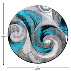 Flash Furniture Turquoise 8' x 8' Round Modern Swirl Area Rug -Rugs&Mats Official Shop Belnick20LLC ACDxxRG414xx88xxTQxxGGxxDIMSxxd1173e