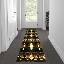 Flash Furniture 2' x 7' Black Rustic Southwest Style Area Rug