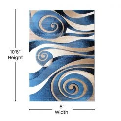 Flash Furniture 8x11 Blue and Beige Swirled Pattern Area Rug -Rugs&Mats Official Shop Belnick20LLC ACDxxRG8AS8xx811xxBLxxGGxxDIMSxx91fc45