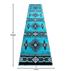 Flash Furniture 2x11 Turquoise Rustic Southwest Style Area Rug -Rugs&Mats Official Shop Belnick20LLC ACDxxRGC318xx211xxTQxxGGxxDIMSxxb85e82