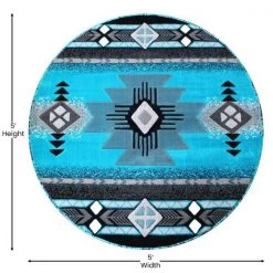 Flash Furniture 5x5 Turquoise Rustic Southwest Style Area Rug -Rugs&Mats Official Shop Belnick20LLC ACDxxRGC318xx55xxTQxxGGxxDIMSxx189197