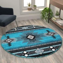 Flash Furniture 5x5 Turquoise Rustic Southwest Style Area Rug -Rugs&Mats Official Shop Belnick20LLC ACDxxRGC318xx55xxTQxxGGxxLS2xxd4ce42
