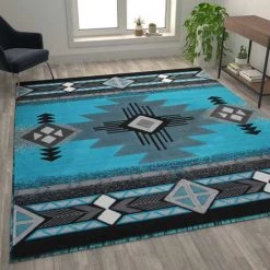 Flash Furniture 8x10 Turquoise Rustic Southwest Style Area Rug -Rugs&Mats Official Shop Belnick20LLC ACDxxRGC318xx810xxTQxxGGxxLS2xx358661