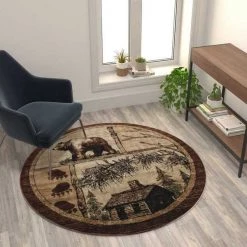 Flash Furniture 6' x 6' Nature Inspired Indoor Area Rug in Brown -Rugs&Mats Official Shop Belnick20LLC ACDxxRGL362xx66xxBGxxGGxxLS2xx290ad5