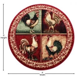 Flash Furniture Red 4x4 Farmhouse Round Rooster Themed Area Rug -Rugs&Mats Official Shop Belnick20LLC ACDxxRGL379xx44xxRDxxGGxxDIMSxx21571f