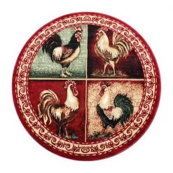 Flash Furniture Red 6x6 Farmhouse Round Rooster Themed Area Rug -Rugs&Mats Official Shop Belnick20LLC ACDxxRGL379xx66xxRDxxGGxx60a533