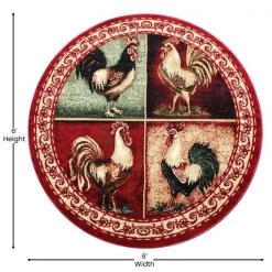 Flash Furniture Red 6x6 Farmhouse Round Rooster Themed Area Rug -Rugs&Mats Official Shop Belnick20LLC ACDxxRGL379xx66xxRDxxGGxxDIMSxxd3d72b