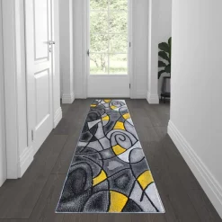 Flash Furniture Yellow 2' x 7' Abstract Design Accent Rug