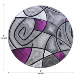 Flash Furniture Purple 5' x 5' Round Abstract Design Area Rug -Rugs&Mats Official Shop Belnick20LLC ACDxxRGTRZ860xx55xxPUxxGGxxDIMSxx18299c