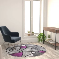Flash Furniture Purple 5' x 5' Round Abstract Design Area Rug -Rugs&Mats Official Shop Belnick20LLC ACDxxRGTRZ860xx55xxPUxxGGxxLS2xxae78a4