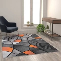 Flash Furniture Orange 5' x 7' Abstract Design Accent Area Rug -Rugs&Mats Official Shop Belnick20LLC ACDxxRGTRZ860xx57xxORxxGGxxLS2xx833638