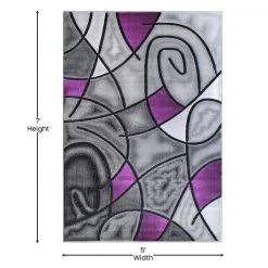 Flash Furniture Purple 5' x 7' Abstract Design Accent Area Rug -Rugs&Mats Official Shop Belnick20LLC ACDxxRGTRZ860xx57xxPUxxGGxxDIMSxx03649f