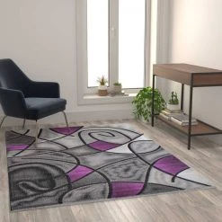 Flash Furniture Purple 5' x 7' Abstract Design Accent Area Rug -Rugs&Mats Official Shop Belnick20LLC ACDxxRGTRZ860xx57xxPUxxGGxxLS2xx2957b6