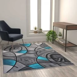 Flash Furniture Turquoise 5' x 7' Abstract Design Accent Area Rug -Rugs&Mats Official Shop Belnick20LLC ACDxxRGTRZ860xx57xxTQxxGGxxLS2xxfbf549
