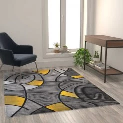 Flash Furniture Yellow 5' x 7' Abstract Design Accent Area Rug -Rugs&Mats Official Shop Belnick20LLC ACDxxRGTRZ860xx57xxYLxxGGxxLS2xxafb2c5