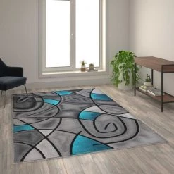 Flash Furniture Turquoise 6' x 9' Abstract Design Accent Area Rug -Rugs&Mats Official Shop Belnick20LLC ACDxxRGTRZ860xx69xxTQxxGGxxLS2xxb6bd7a