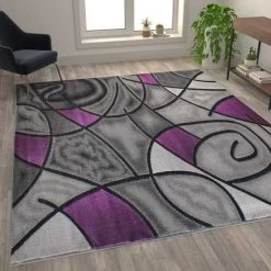 Flash Furniture Purple 8' x 10' Abstract Design Accent Area Rug -Rugs&Mats Official Shop Belnick20LLC ACDxxRGTRZ860xx810xxPUxxGGxxLS2xxe96330
