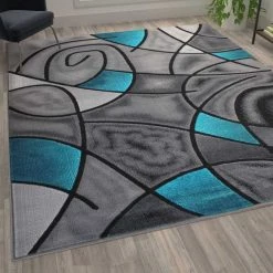 Flash Furniture Turquoise 8' x 10' Abstract Design Accent Area Rug -Rugs&Mats Official Shop Belnick20LLC ACDxxRGTRZ860xx810xxTQxxGGxxLS2xxf7b2f7