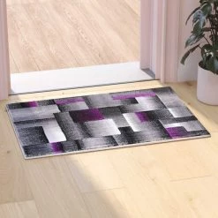 Flash Furniture Purple 2' x 3' Modern Color Blocked Area Rug