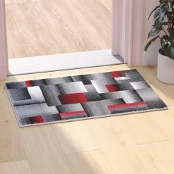 Flash Furniture Red 2' x 3' Modern Color Blocked Area Rug -Rugs&Mats Official Shop Belnick20LLC ACDxxRGTRZ861xx23xxRDxxGGxxLS2xx5e6201