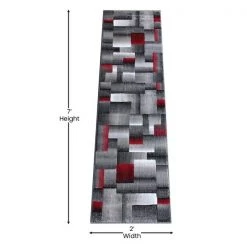 Flash Furniture Red 2' x 7' Modern Color Blocked Area Rug -Rugs&Mats Official Shop Belnick20LLC ACDxxRGTRZ861xx27xxRDxxGGxxDIMSxxc18574