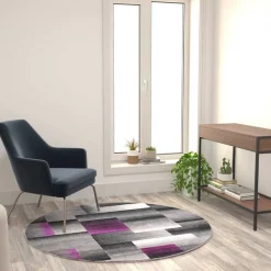 Flash Furniture Purple 5' x 5' Modern Color Blocked Area Rug -Rugs&Mats Official Shop Belnick20LLC ACDxxRGTRZ861xx55xxPUxxGGxxLS2xxe3cb44