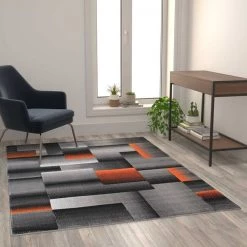 Flash Furniture Orange 5' x 7' Modern Color Blocked Area Rug -Rugs&Mats Official Shop Belnick20LLC ACDxxRGTRZ861xx57xxORxxGGxxLS2xx7fe193