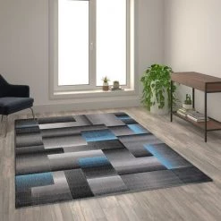 Flash Furniture Blue 6' x 9' Modern Color Blocked Area Rug -Rugs&Mats Official Shop Belnick20LLC ACDxxRGTRZ861xx69xxBLxxGGxxLS2xxddc329