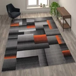 Flash Furniture Orange 8' x 10' Modern Color Blocked Area Rug