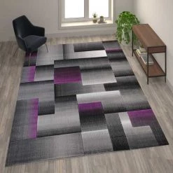 Flash Furniture Purple 8' x 10' Modern Color Blocked Area Rug