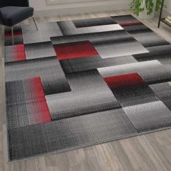 Flash Furniture Red 8' x 10' Modern Color Blocked Area Rug -Rugs&Mats Official Shop Belnick20LLC ACDxxRGTRZ861xx810xxRDxxGGxxLS2xx3b6e54