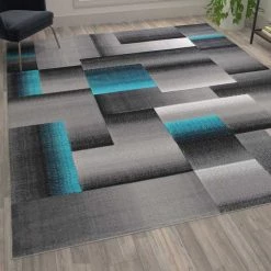 Flash Furniture Turquoise 8' x 10' Modern Color Blocked Area Rug -Rugs&Mats Official Shop Belnick20LLC ACDxxRGTRZ861xx810xxTQxxGGxxLS2xx35602f