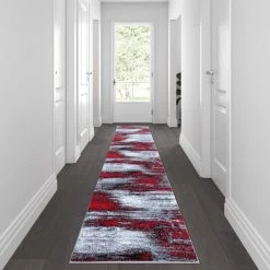Flash Furniture Red 2' x 10' Abstract Design Accent Area Rug