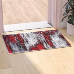 Flash Furniture Red 2' x 3' Abstract Design Accent Area Rug