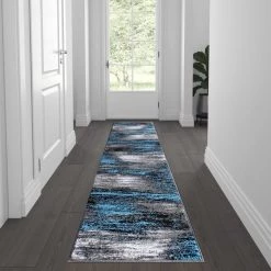 Flash Furniture Blue 2' x 7' Abstract Design Accent Area Rug
