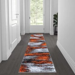 Flash Furniture Red 2' x 7' Abstract Design Accent Area Rug