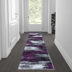 Flash Furniture Purple 2' x 7' Abstract Design Accent Area Rug
