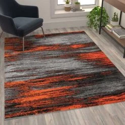 Flash Furniture Orange 5x7 Abstract Area Rug