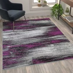 Flash Furniture Purple 5x7 Abstract Area Rug